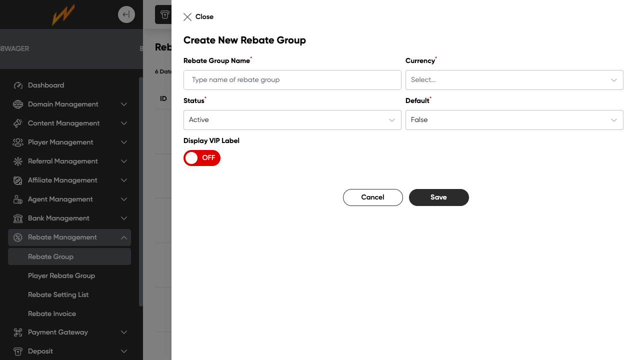 Create Rebate Group Modal